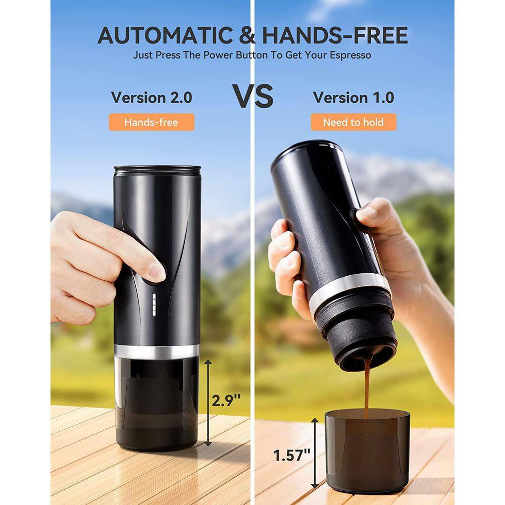 ATKING 5 Cups Stainless Steel Portable Espresso Machine Coffee Maker with Black and Fast Heating Fit for NS Capsule XJD-010