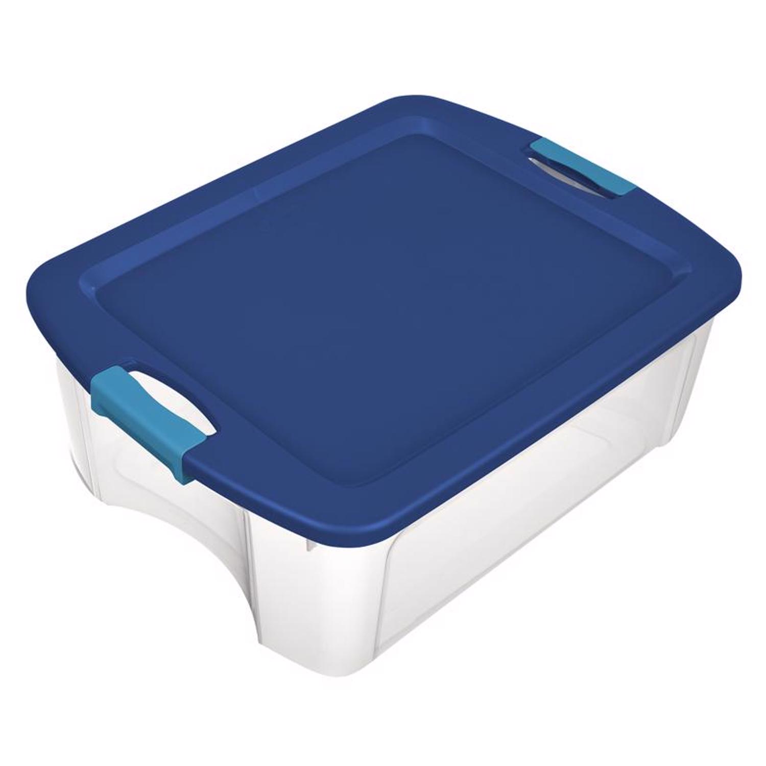 Sterilite 12 gal Blue/Clear Latch Storage Box 9-1/4 in. H X 23-5/8 in. W X 18-5/8 in. D Stackable