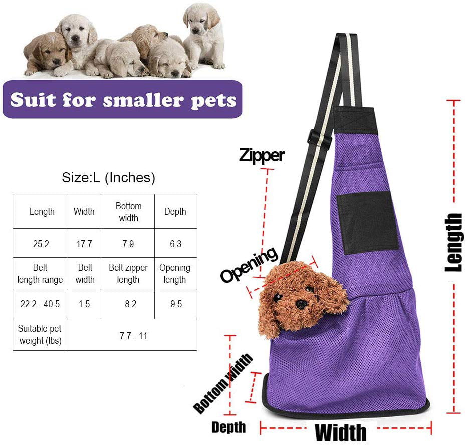 LUXMO Hands-Free Pet Sling Carrier Bag Small Dog Cat Adjustable Single Shoulder Travel Bag