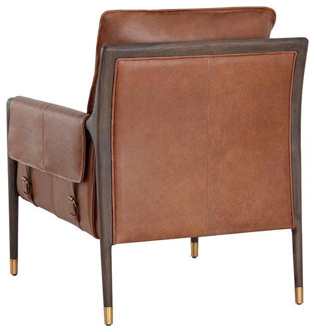 Karston Lounge Chair   Brown   Shalimar Tobacco Leather   Midcentury   Armchairs And Accent Chairs   by Rustic Home Furniture Deco  Houzz