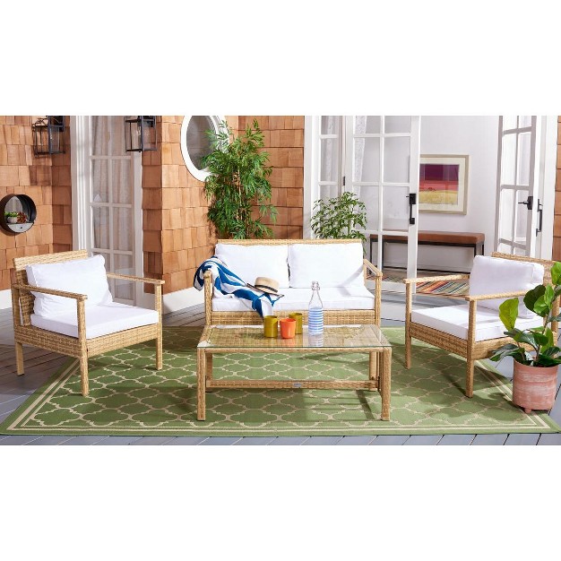 Garnen 4 Piece Patio Outdoor Living Set Safavieh