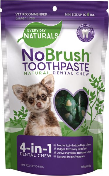 Every Day Naturals NoBrush Toothpaste X-Small Dog Treats， 3-oz bag