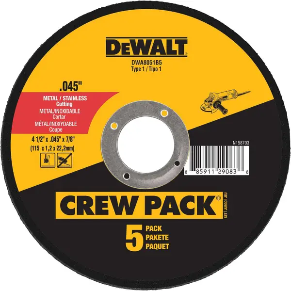 DEWALT 5-Pack 4-1/2 x 7/8 T1 Cutting Wheel