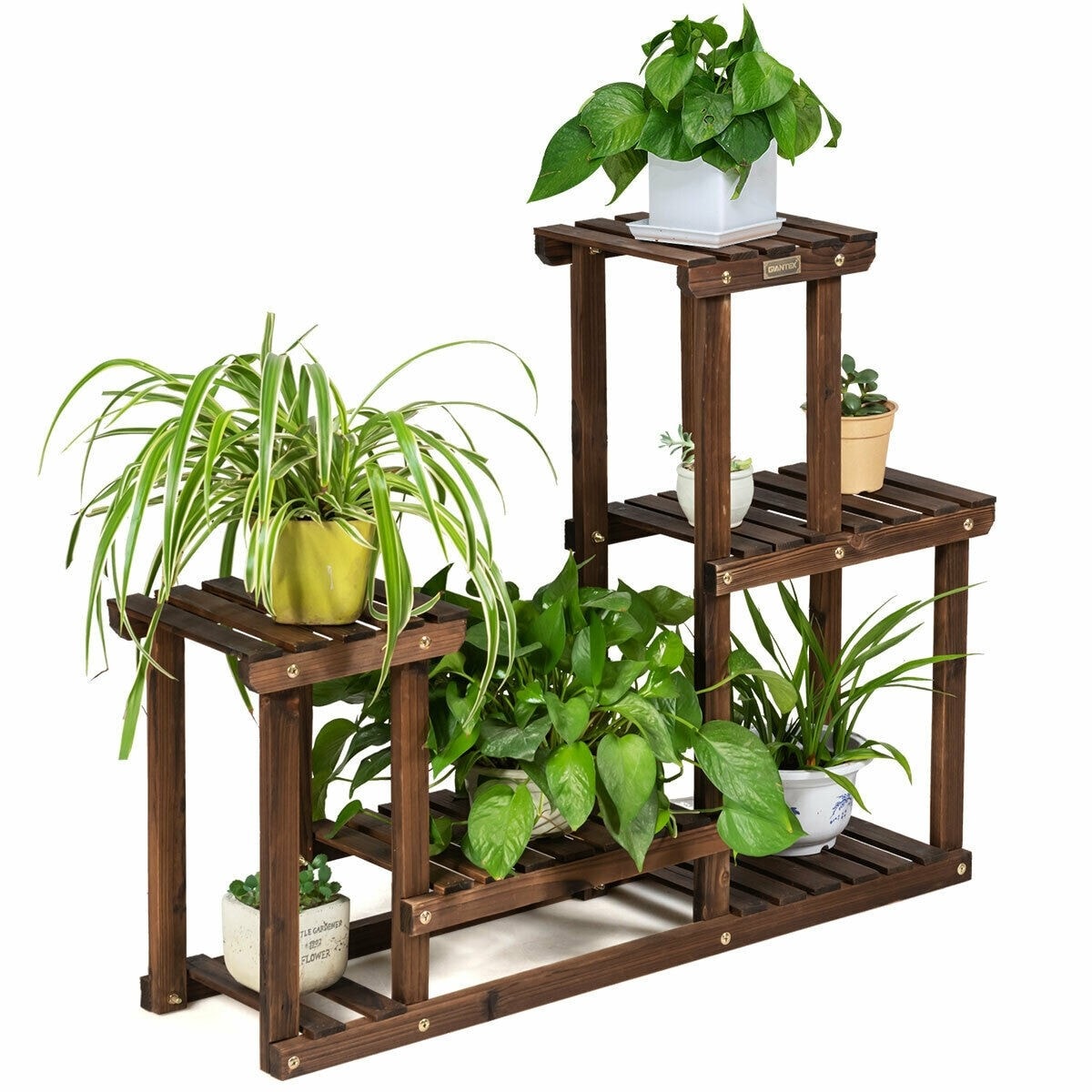 4 Tier Wood Plant Stand Multiple Flower Pot Holder Display Rack