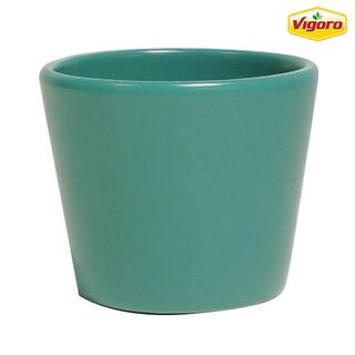 Vigoro 3 in. Lexie Small Green Ceramic Flare Planter (3 in. D x 2.6 in. H) 521525