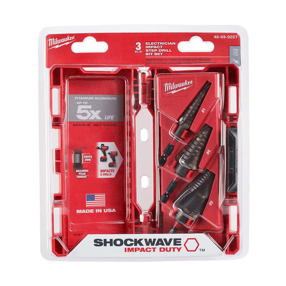 Milwaukee SHOCKWAVE Impact Duty Step Bit Electrician Set (#1 #4 #9) 48-89-9257 from Milwaukee