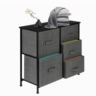 Karl home 11.81 in. W x 27.56 in. H Gray 5-Drawer Fabric Storage Chest with Gray Drawers 302992574522