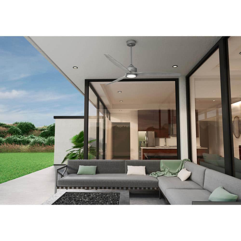 Hunter Park View 72 in Integrated LED IndoorOutdoor Matte Silver Ceiling Fan with Light Kit and Remote