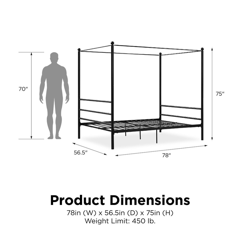 Avenue Greene Knox Four Post Metal Canopy Bed