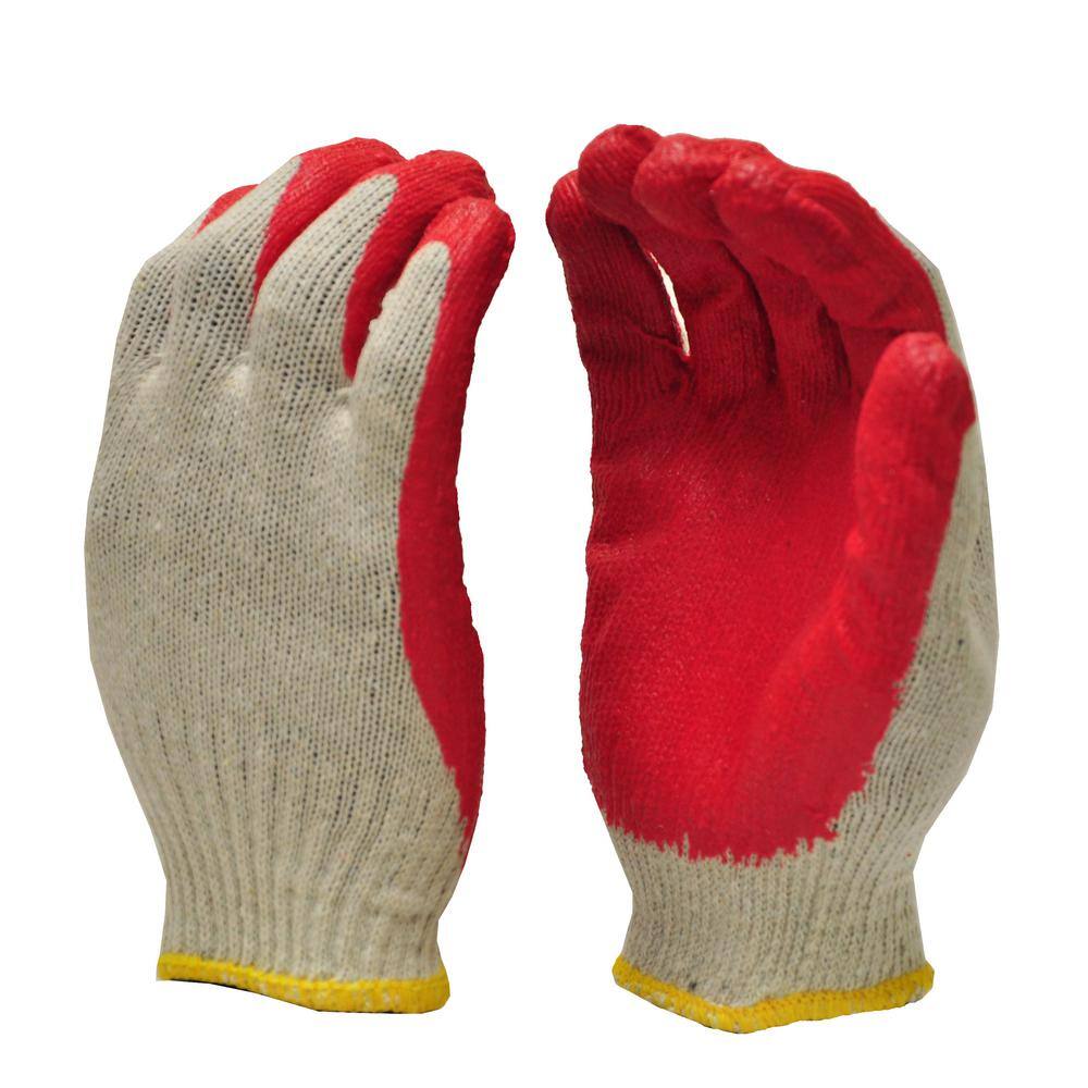 G  F Products Large String Knit Palm Latex Dipped Gloves in Red (300-Case) 3106-25