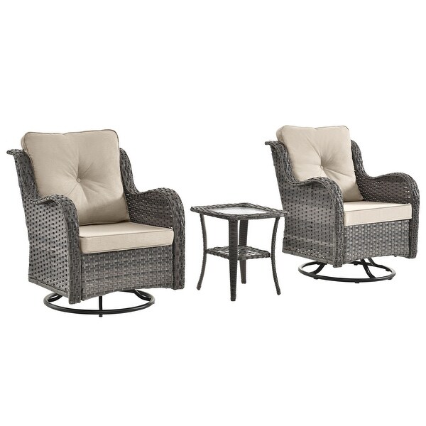 Wicker Patio Furniture Conversation Set with High Back Swivel Chairs and Storage Ottomans，Cushions Included🎃