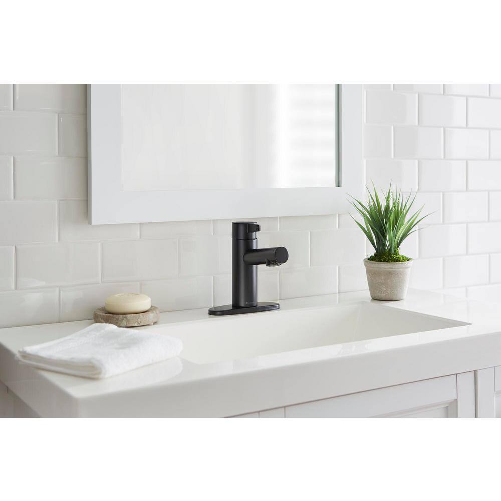 Glacier Bay Modern Single Hole Touchless Bathroom Faucet in Matte Black HD67688W-6010H