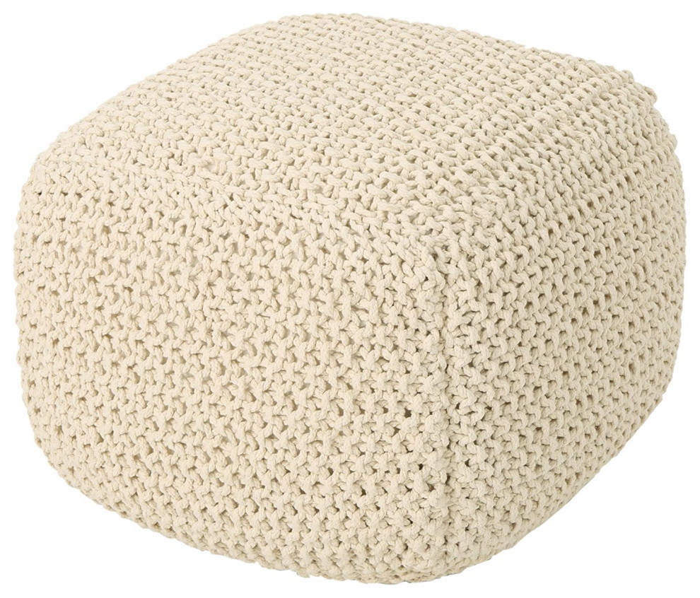 Knitted Cotton Pouf   Contemporary   Footstools And Ottomans   by Imtinanz  LLC  Houzz