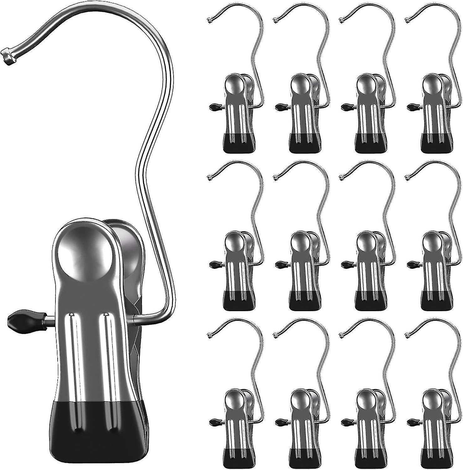 30pcs Laundry Hooks Boot Clips，portable Hanging Pins， Stainless Steel Closet Organizer Hangers，home