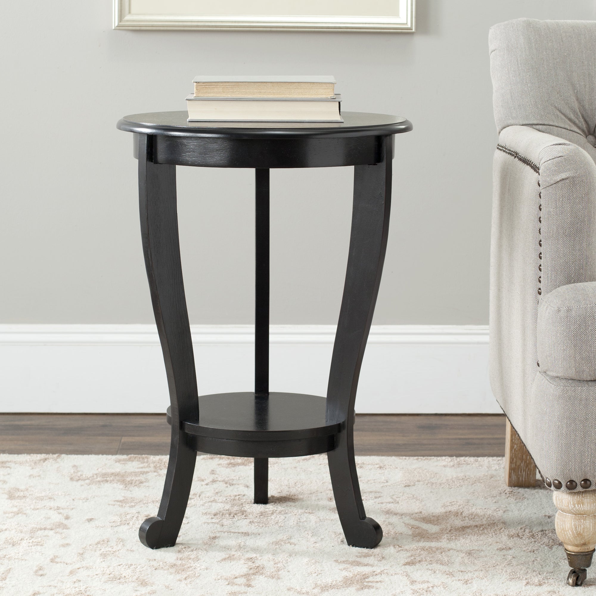 SAFAVIEH Cape Cod Black Pedestal Side Table - 18.1