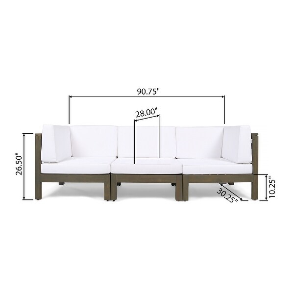 Oana Acacia Wood 3seat Sectional Sofa with Cushions by Christopher Knight Home