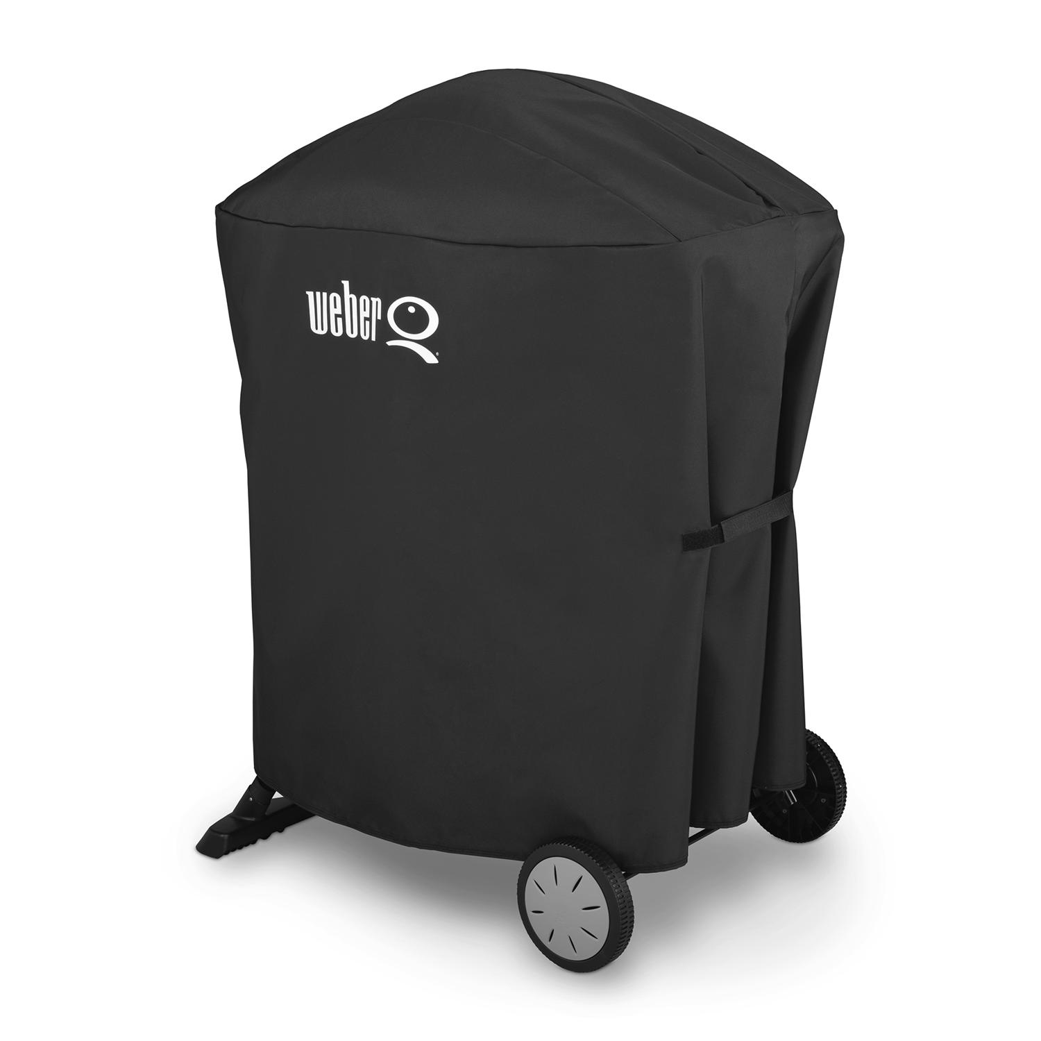 Weber Q100/1000 and Q200/2000 w/Portable Cart Black Grill Cover