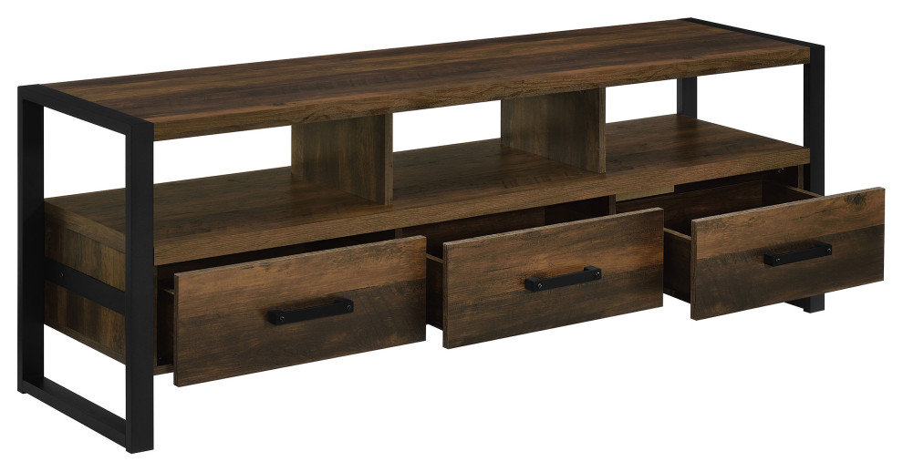 James 3 drawer Composite Wood 60 quotTV Stand Dark Pine   Modern   Entertainment Centers And Tv Stands   by Modon  Houzz