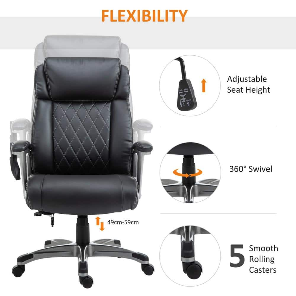 Vinsetto Black PU Leather 6-Point Office Massage Chair 921-362V80