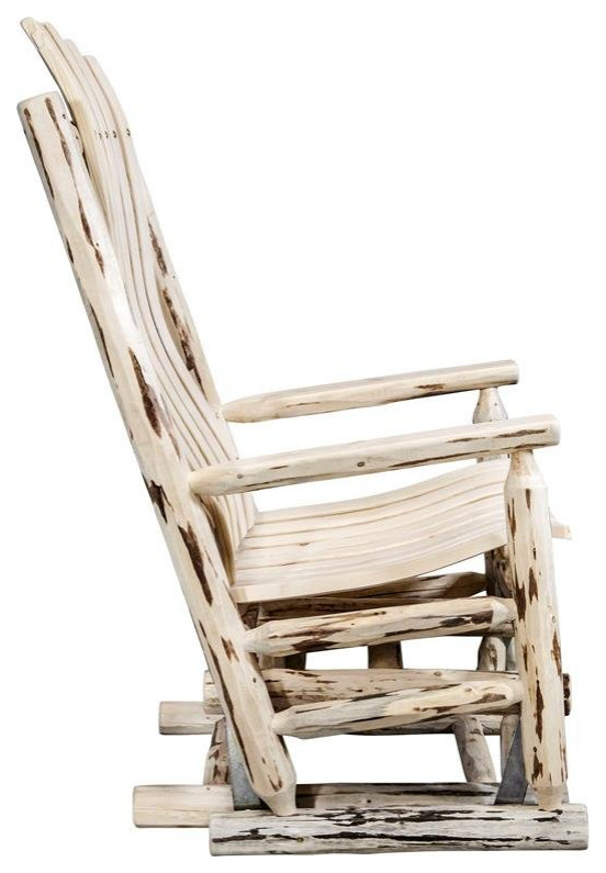 Montana Woodworks Hand Crafted Transitional Wood Glider Rocker in Natural   Rustic   Gliders   by Homesquare  Houzz