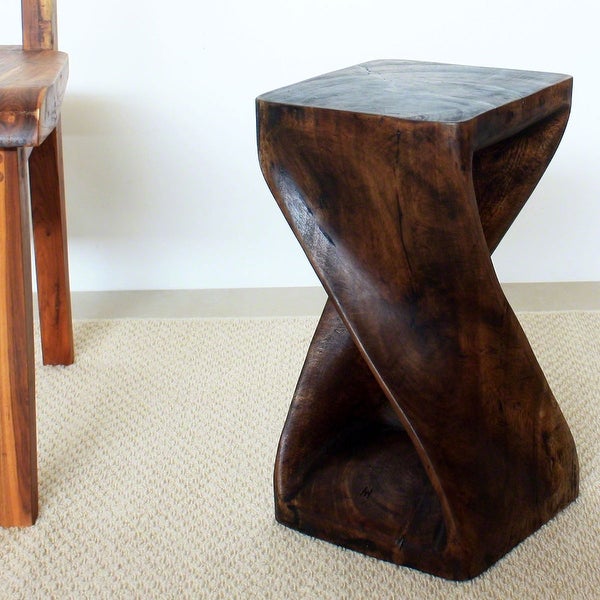 Haussmann? Original Wood Twist Stool 10 X 10 X 18 In High Mocha Oil - 10 x 10 x 18