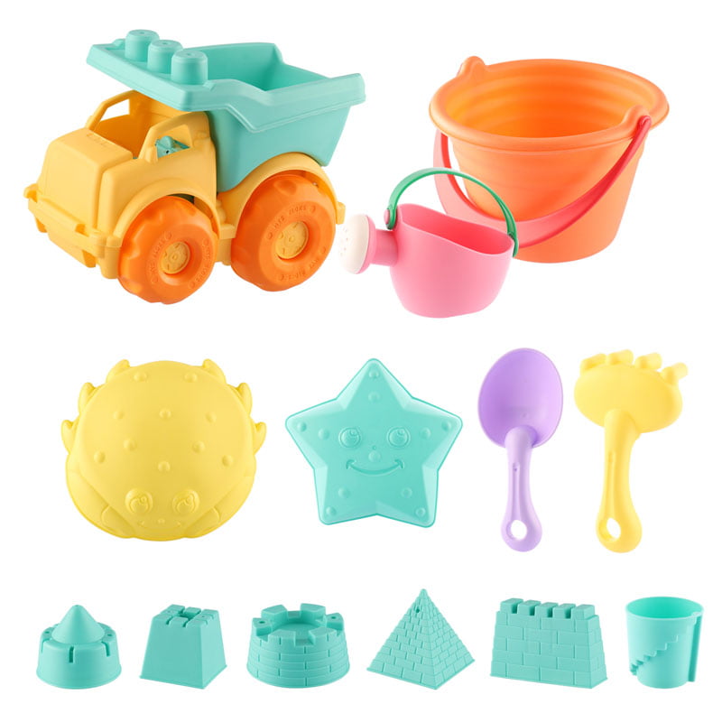 Beach Toys Set for Kids Toddlers 13pcs Beach Sand Toy Set Including Sand Truck, Watering CanBeach Molds, Beach Bucket, Beach Shovel Tool Kit, Sandbox Toys Toddlers