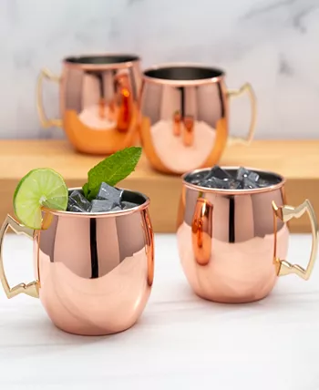 Cambridge Smooth Copper Moscow Mule Mugs Set of 4