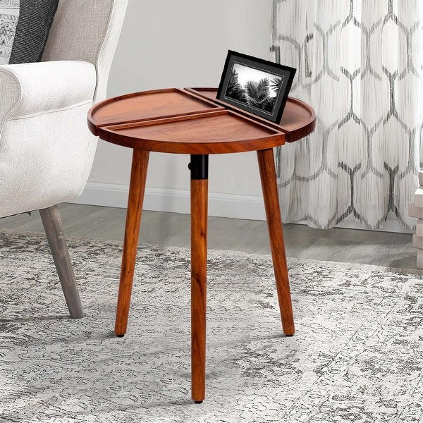 Warm Brown 18 Inch Round Acacia Wood Side Accent End Table