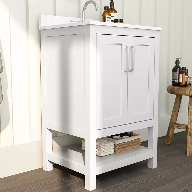 Merrick Lane Vigo Bathroom Vanity with Undermount Sink and Open Storage Shelf