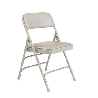 National Public Seating 1300 Series Warm Grey Premium Vinyl Upholstered Triple Brace Double Hinge Folding Chair (4-Pack) 1302