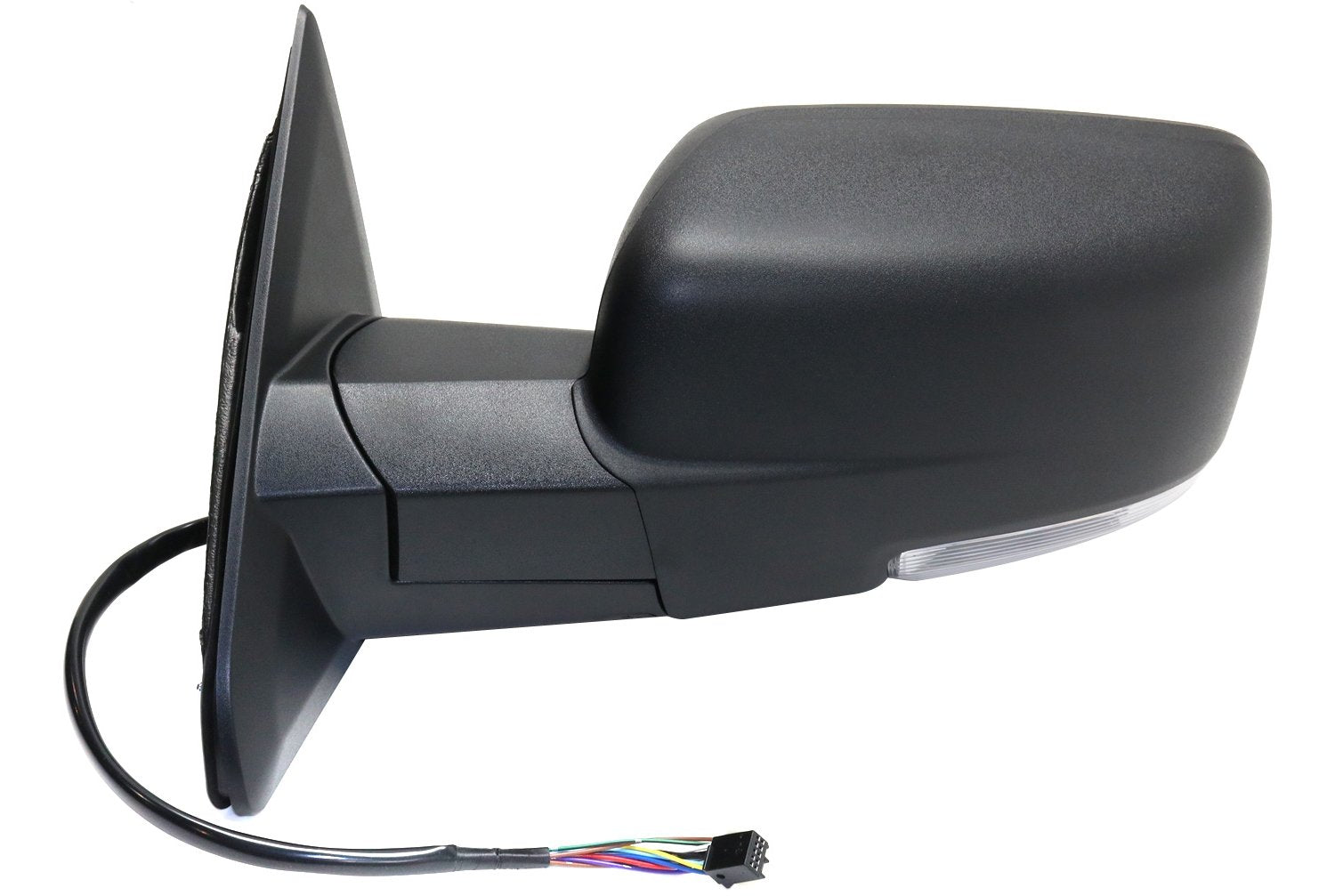 Mirror Compatible With 2013 Ram 1500 2500 Left Driver Side Heated In-housing Signal Light Textured Black Kool-Vue