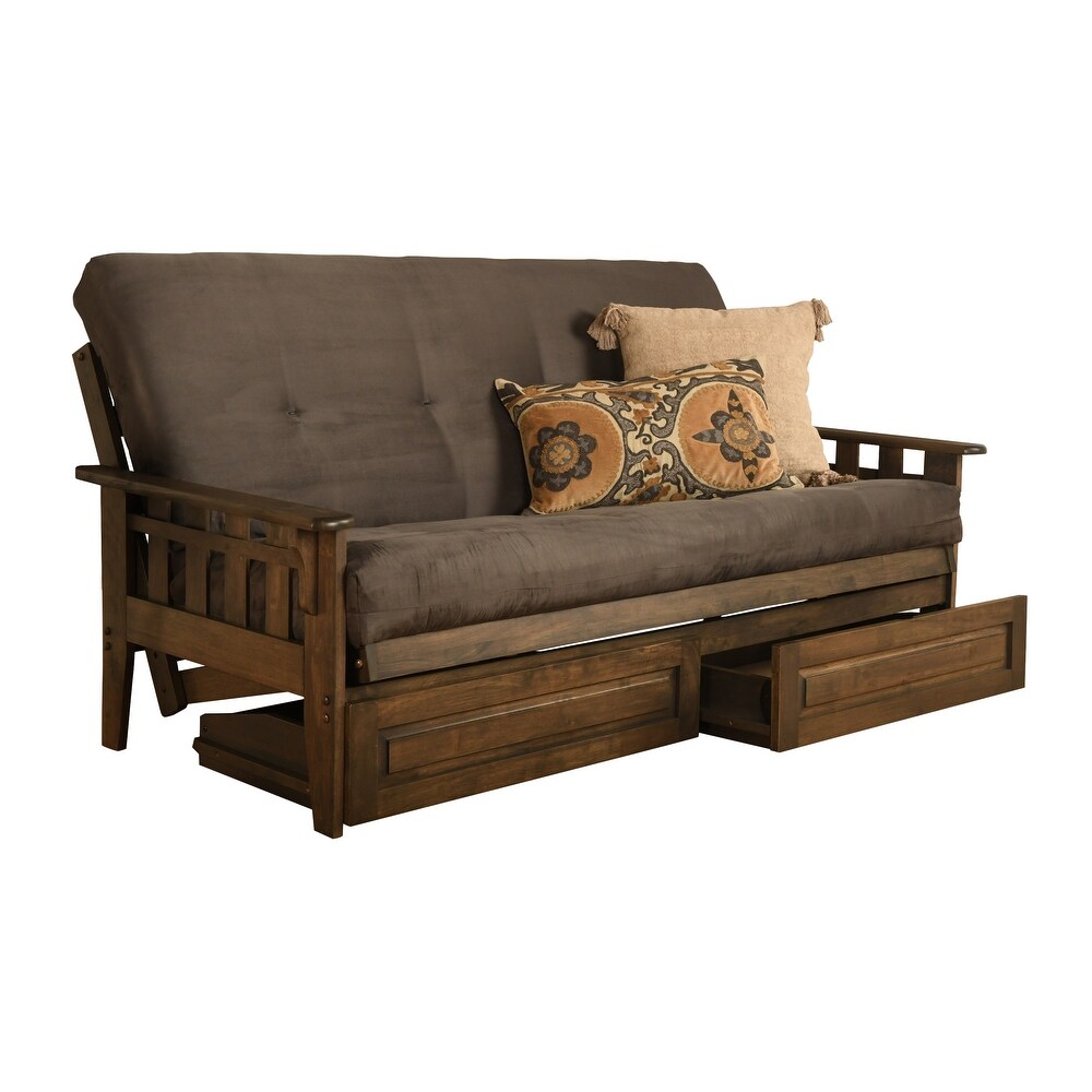 Somette Tucson Rustic Walnut Full size Futon Set with Storage Drawers