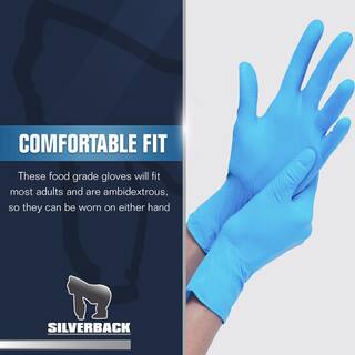 Silverback Blue Large 3.5 mil Nitrile Disposable Work Gloves Latex-Free (Box of 100) GLV-100PK-L