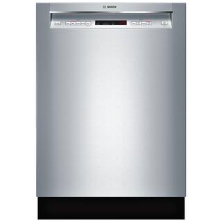 Bosch 300 Series 24 in Front Control Built-In Stainless Steel Dishwasher w3rd Rack Stainless Steel Tall Tub 44dBA 5-Cycles SHEM63W55N