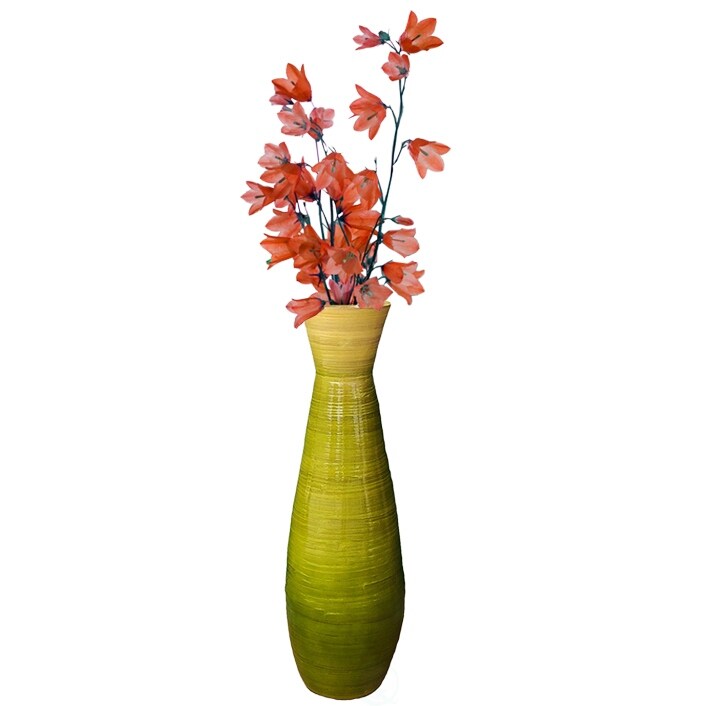 Uniquewise Classic Bamboo Floor Vase Handmade  For Dining  Living Room  Entryway  Fill Up With Dried Branches Or Flowers