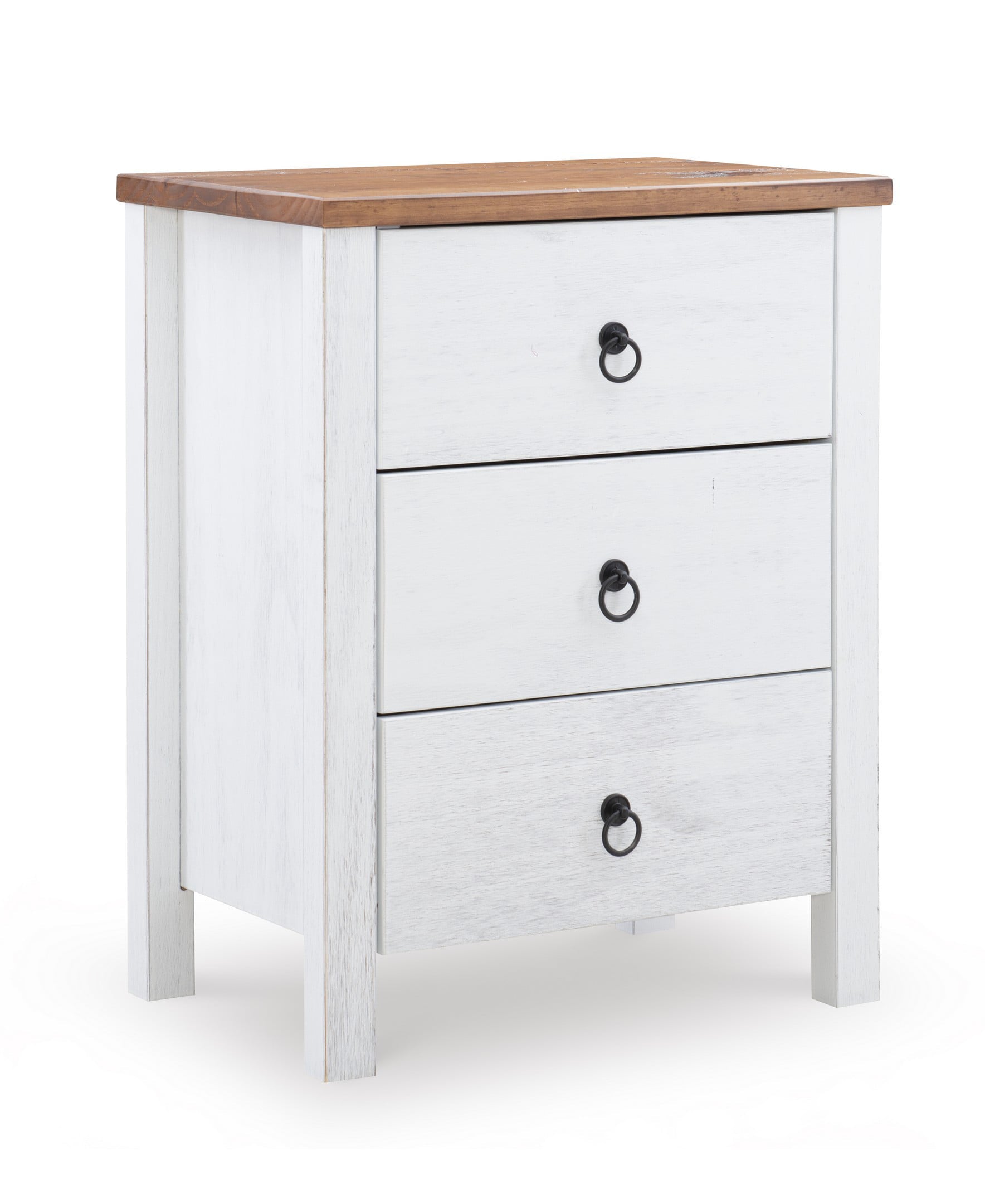 Anson 3-Drawer Chest, Rustic White and Brown