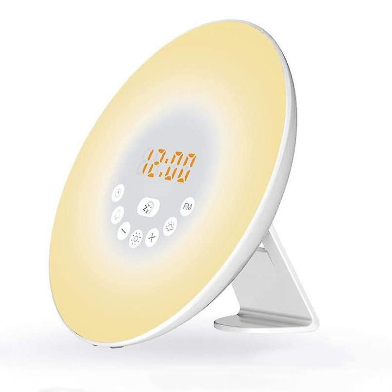 Led Sunrise Sunset Touch Sensing Digital Alarm Clock Night Light Wake Up Lighting