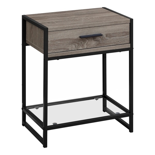 Accent Table， Side， End， Nightstand， Lamp， Storage Drawer， Living Room， Bedroom， Metal， Laminate， Tempered Glass