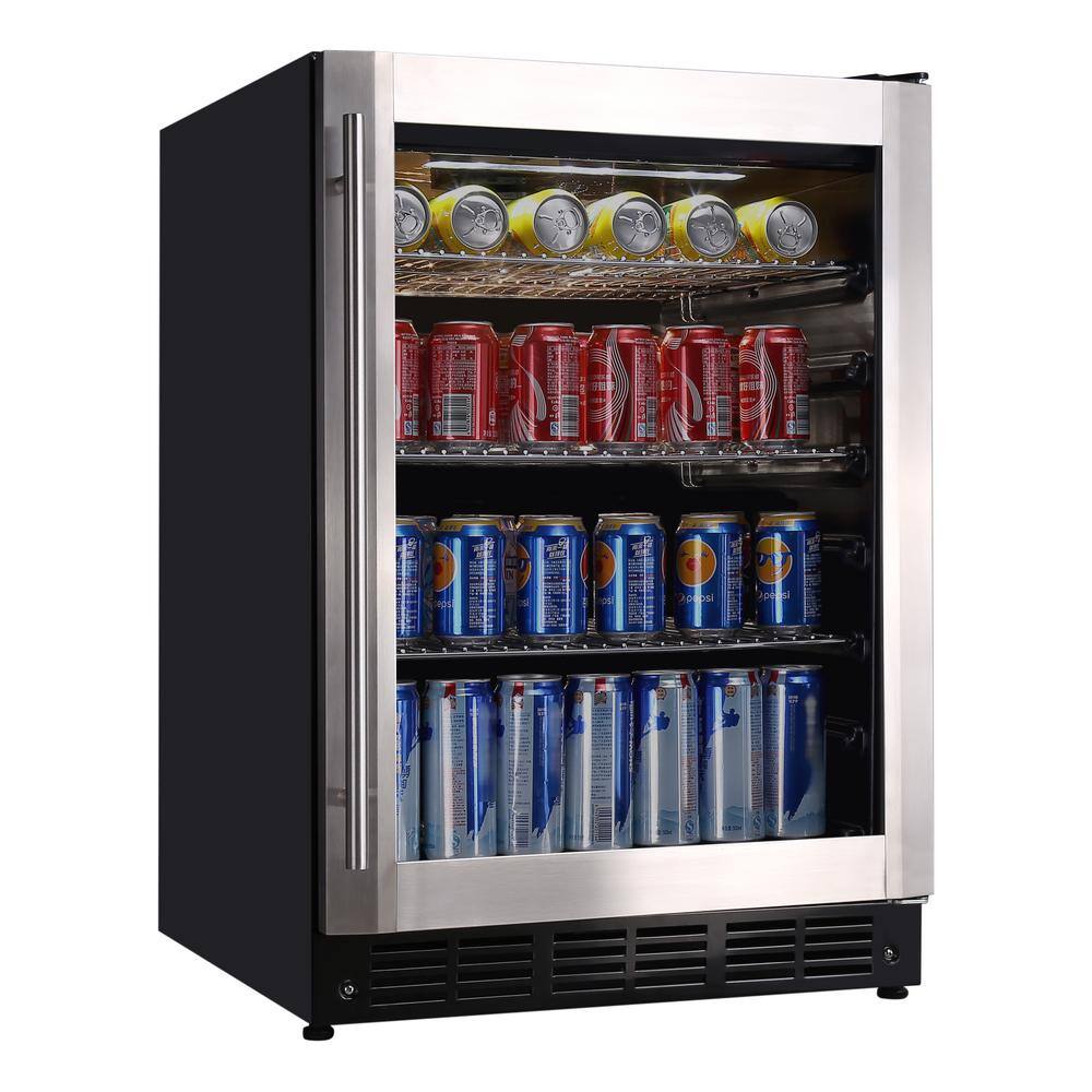 Vissani 23.4 in. 50 Bottle 154 Can Wine and Beverage Cooler with Stainless Steel Door HVBC58ST