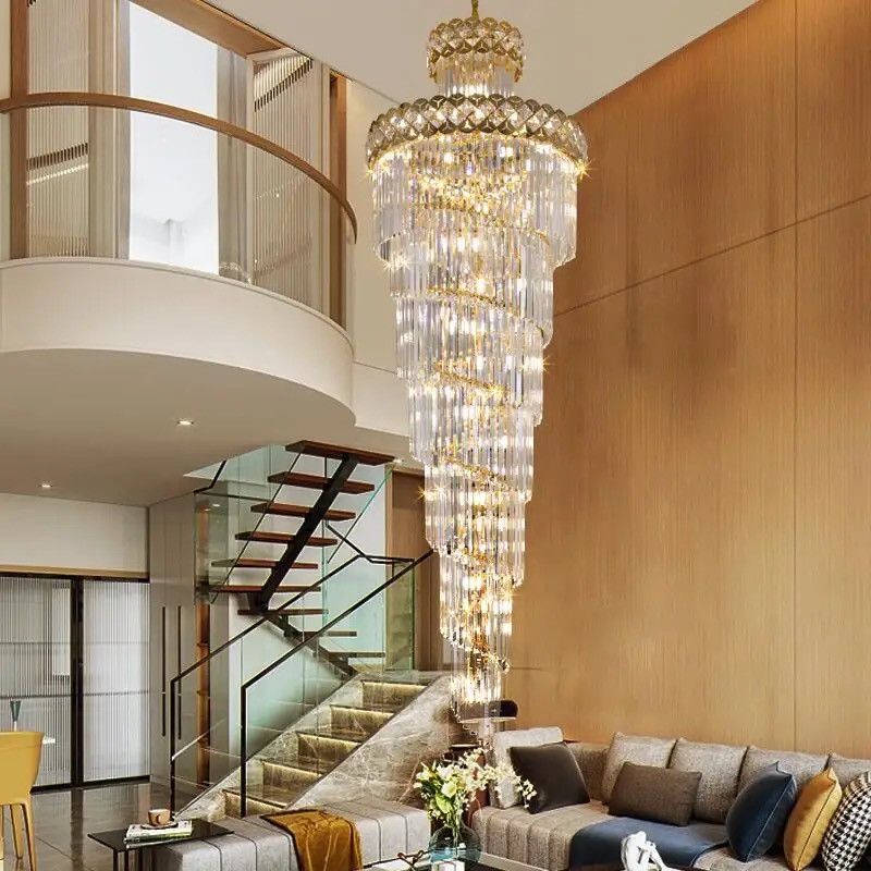 Luxury Crystal Staircase Chandelier   Transitional   Accent Chests And Cabinets   by Akari Lanterns  Houzz