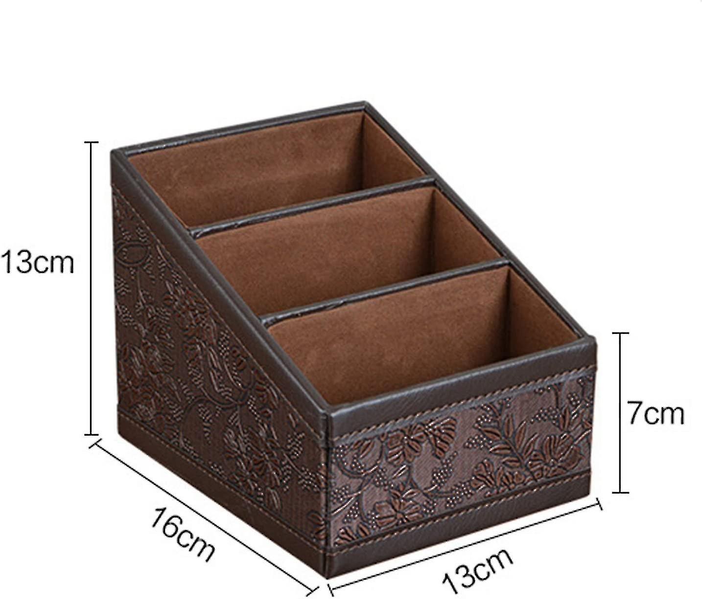 Growment Retro Storage Box Made Of Pu Leather Compatible With Cosmetics， Remote Control， Telephone， Table， Organizer Compatible With Home And Office