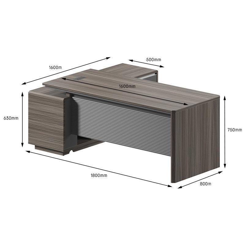 MADDOK Executive Desk with Right Return 180cm - Chocolate & Charcoal Grey