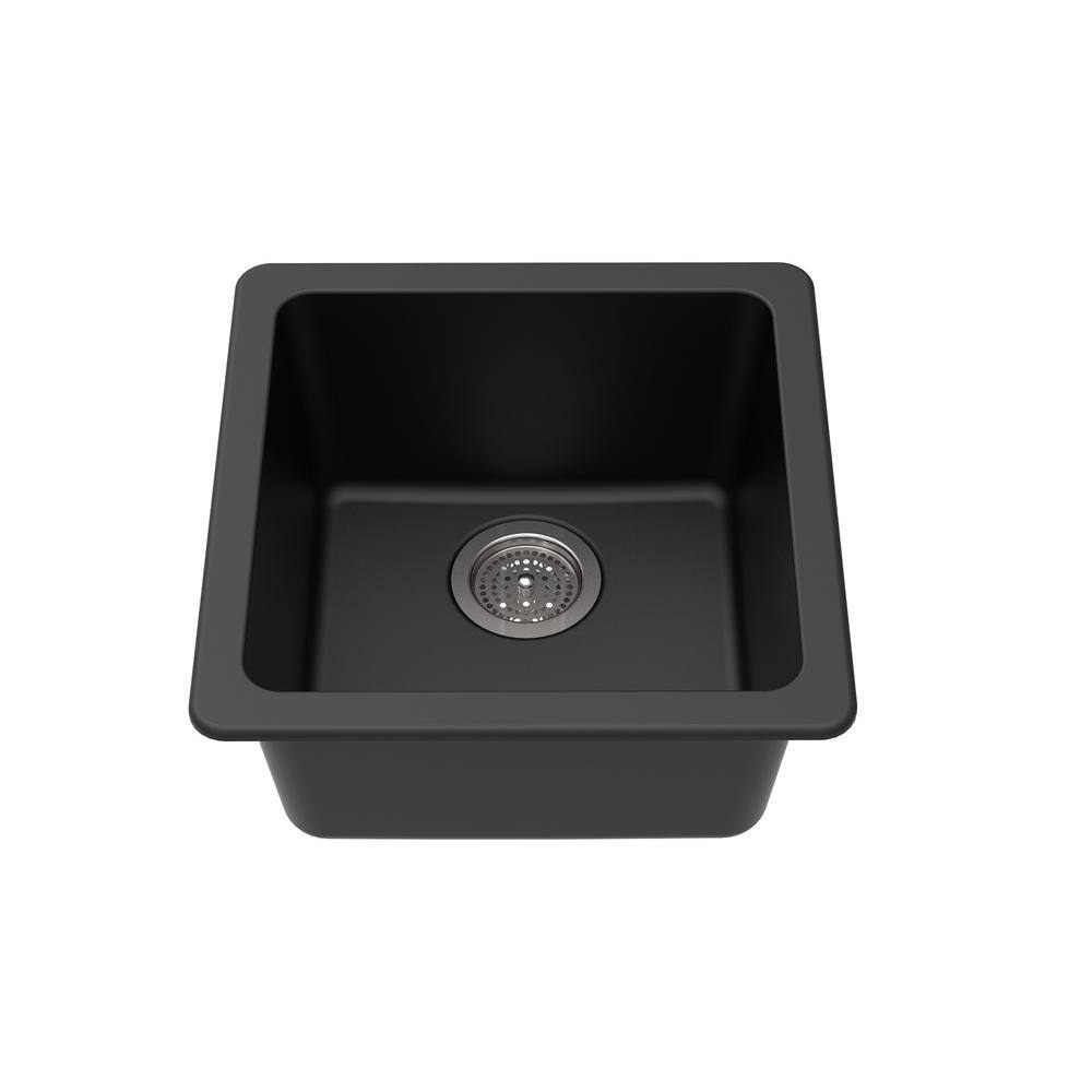 Winpro Black Granite Composite 17 in. Dual Mount Bar Sink WGSBL301