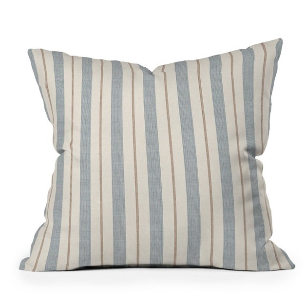 Little Arrow Design Co Ivy Stripes Outdoor Throw Pillow Cream blue Deny Designs