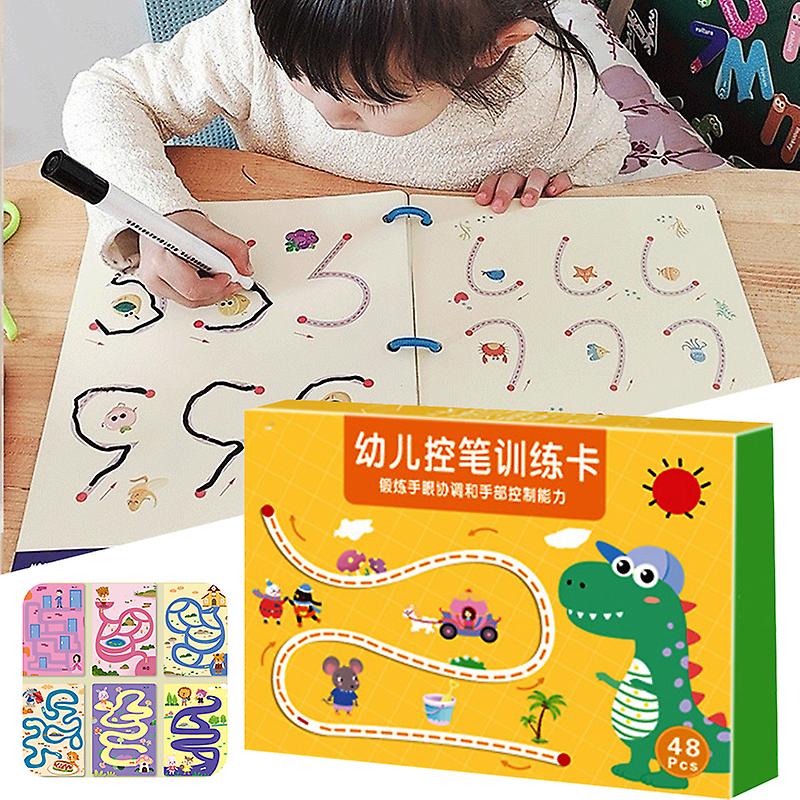 Magical Line Tracing Workbook Multipurpose Practice Pattern Writing Copybook Early Educational Toy(a)