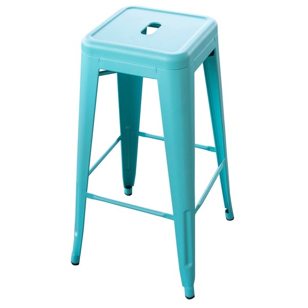 AmeriHome Loft Teal 30 inch Metal Bar Stool - 3 Piece