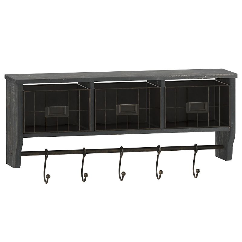 Flash Furniture Daly Wall Mounted 5-Hook Storage Rack With Upper Shelf