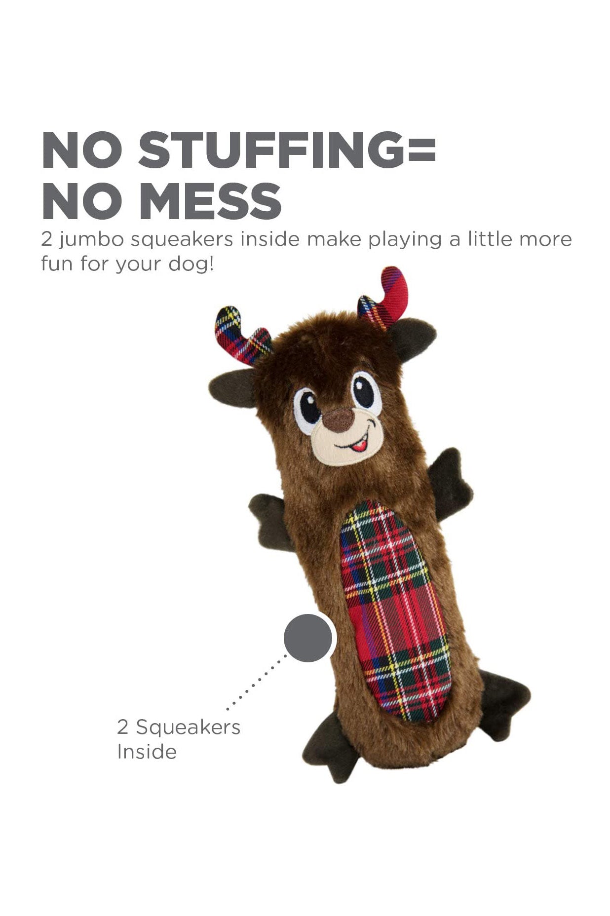 Outward Hound Stuffing Free Reindeer Dog Toy