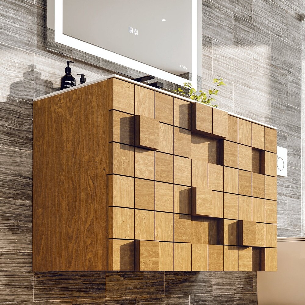 Eviva Mosaic 33 in. Wall Mounted Oak Vanity