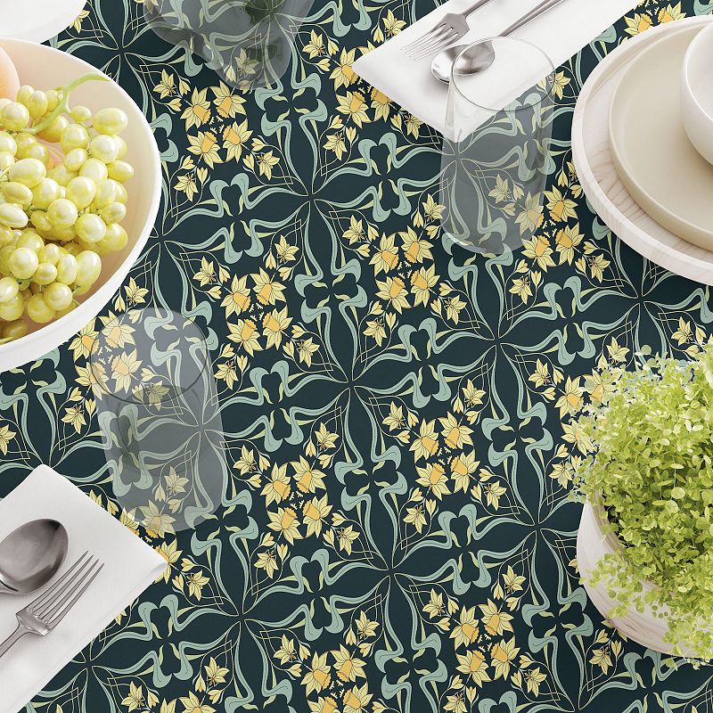 Square Tablecloth， 100% Cotton， 52x52， Floral 123